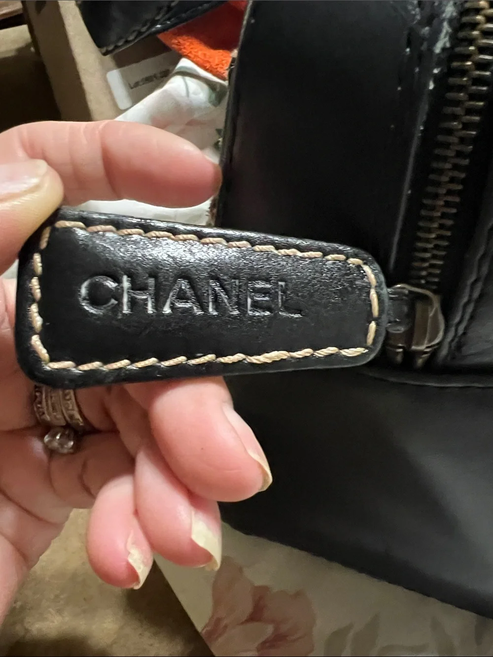 CHANEL Black Quilted Satchel with Cream Stitching (Wild stitch)